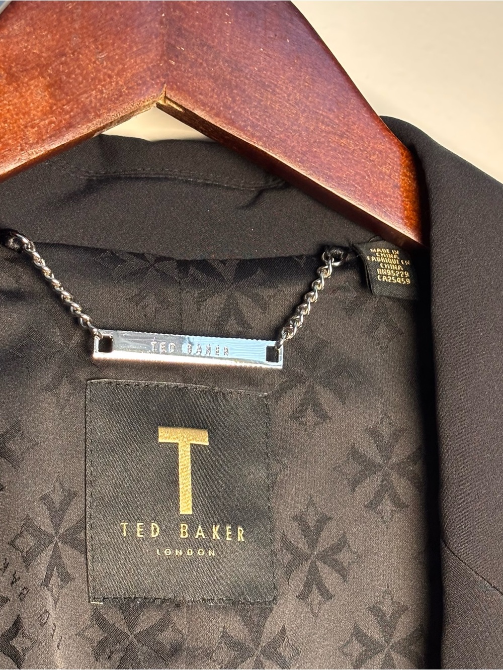Ted Baker London Black Blazer with Silver Chain Detail MSRP $400